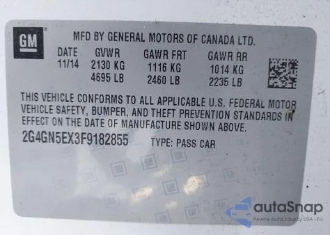 2015 Buick Regal Turbo/E-Assist Premium I из США, поврежденный, VIN 2G4GN5EX3F9182855